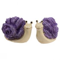 Product Decorative snails decorative figures purple beige lavender 12cm 2pcs