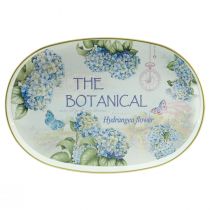 Product Decorative tray hydrangeas plastic tray white 39×27.5cm