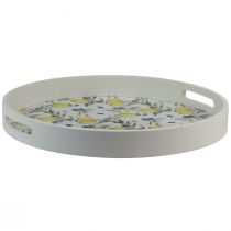 Product Decorative tray white tray olive and lemon wood Ø35cm