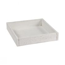 Product Decorative tray square wooden tray white 20×20×3.5cm