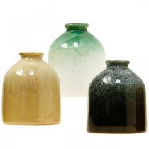 Decorative vases, ceramic vases set round H9.5cm Ø8cm 3pcs