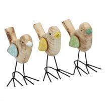 Product Decorative birds wooden birds table decoration spring natural colorful 12cm 3pcs