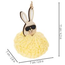 Product Easter Bunny Decoration for Hanging, Fluffy Bunny, Yellow, Ø7cm, 6 Pieces
