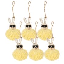 Product Easter Bunny Decoration for Hanging, Fluffy Bunny, Yellow, Ø7cm, 6 Pieces