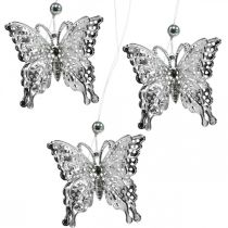 Decorative pendant butterfly, wedding decoration, metal butterfly, spring 6pcs