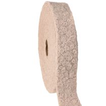 Product Decorative ribbon old pink wide gift ribbon wool look 40mm 8m