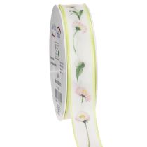 Product Gift ribbon with a Bellis floral pattern for crafting and packaging, 25mm x 20m