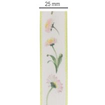 Product Gift ribbon with a Bellis floral pattern for crafting and packaging, 25mm x 20m
