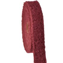 Product Decorative ribbon Bordeaux wool look wide fabric ribbon 40mm 8m