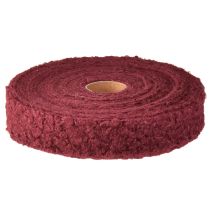 Product Decorative ribbon Bordeaux wool look wide fabric ribbon 40mm 8m