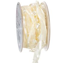 Product Decorative ribbon, cream, hearts, pearls, wedding decoration, 10mm, 5m
