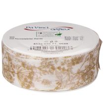 Product Gift ribbon with plant motifs, dill decorative ribbon, 40mm wide, 20m long