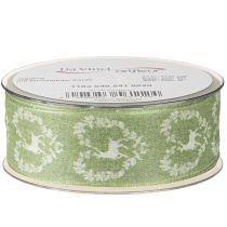 Product Deco ribbon green deer 40mm 20m