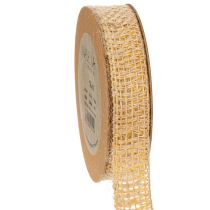 Product Decorative jute ribbon, yellow, natural, 25mm; rustic decorative jute ribbon, 10m