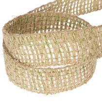 Product Green jute decorative ribbon, natural, 25mm wide, 10m length
