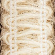 Product Decorative jute ribbon, natural gift ribbon, cream white, 15mm x 15m