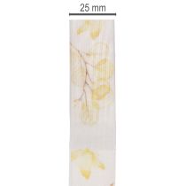 Product Decorative ribbon with leafy branch motif, organza ribbon, 25mm wide, 20m long