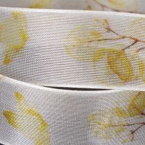 Product Decorative ribbon with leafy branch motif, organza ribbon, 25mm wide, 20m long