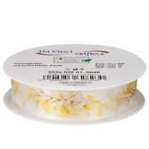Product Decorative ribbon with leafy branch motif, organza ribbon, 25mm wide, 20m long