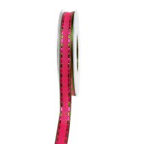 Decorative ribbon pink with wire edge 15mm 15m