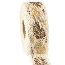 Product Decorative ribbon tropical leaves cotton ribbon brown 30mm 15m
