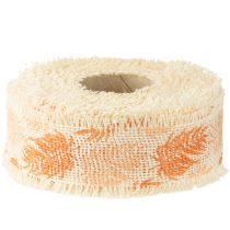 Product Decorative ribbon leaves rainforest cotton ribbon orange 30mm 15m