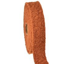 Product Decorative ribbon red-brown wide fabric ribbon wool look 40mm 8m