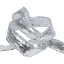 Product Decorative ribbon silver with wire edge 25m