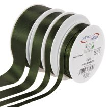 Product Decorative taffeta ribbon, green, various widths, 50m
