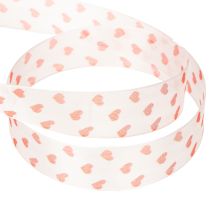 Product Gift ribbon with hearts, ideal for creative packaging ideas and personal gifts, 2.5 cm wide, 15 m long