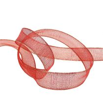 Product Deco ribbon with lurex stripes red 25mm 20m