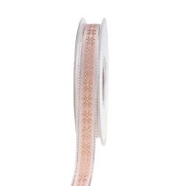 Decorative ribbon with pattern pink 15mm 20m