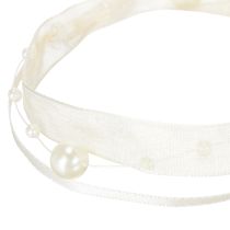 Product Decorative ribbon with pearls, cream, 20mm, 5m