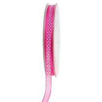 Deco ribbon with dots pink 7mm 20m