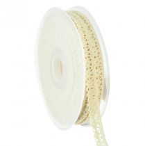 Product Decorative ribbon cream with crochet lace vintage W12mm L20m
