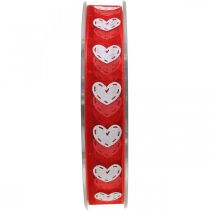 Decorative ribbon hearts, wedding decoration, ribbon Valentine&#39;s Day red, white 15mm 20m