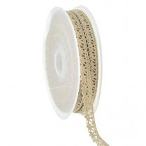 Product Decorative ribbon crochet lace ribbon beige W12mm L20m