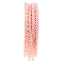 Decorative ribbon crochet lace pink 12mm 20m