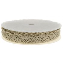 Product Decorative ribbon lace beige grey 22mm 20m