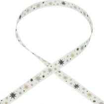Product Ribbon Christmas gift ribbon white star pattern 15mm 20m