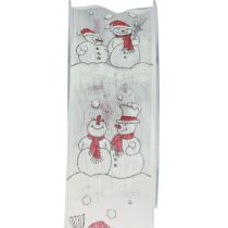 Product Gift ribbon Christmas Snowman Winter Red White 40mm 15m