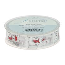 Product Gift ribbon Christmas snowman red white 25mm 15m