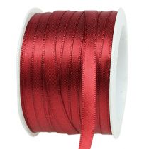 Product Satin ribbon gift ribbon Bordeaux double satin 6mm 50m