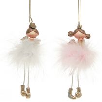 Product Decorative Figure Angel Princess Christmas Tree Decoration White, Pink 12cm 2 Pcs