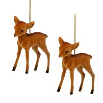 Product Decorative Figure Reindeer Young Brown 7.5cm flocked 2 pcs