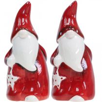 Product Santa Claus figure Nicholas red, white ceramic H13.5cm 2pcs