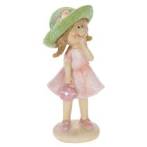Product Decorative figurines of girls with hats, pink and green, 6.5x5.5x14.5cm, 2 pieces
