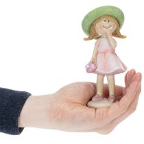 Product Decorative figurines of girls with hats, pink and green, 6.5x5.5x14.5cm, 2 pieces