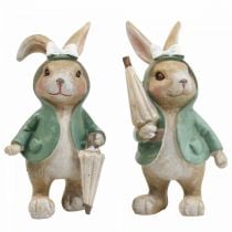Deco figures deco rabbit with umbrella H10.5cm 4pcs