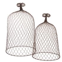 Product Decorative metal bell, climbing aid, wire hood, brown, rust finish, H50/41cm Ø30/25cm, set of 2